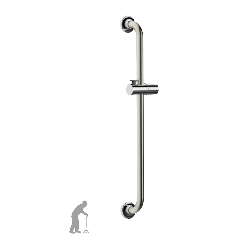 SR-15 27.5 Inch Wall Mounted Round Stainless Steel Shower Slider Bar With Brass Base And  Adjustable Handheld Shower Bracket For Bathroom Featured Image