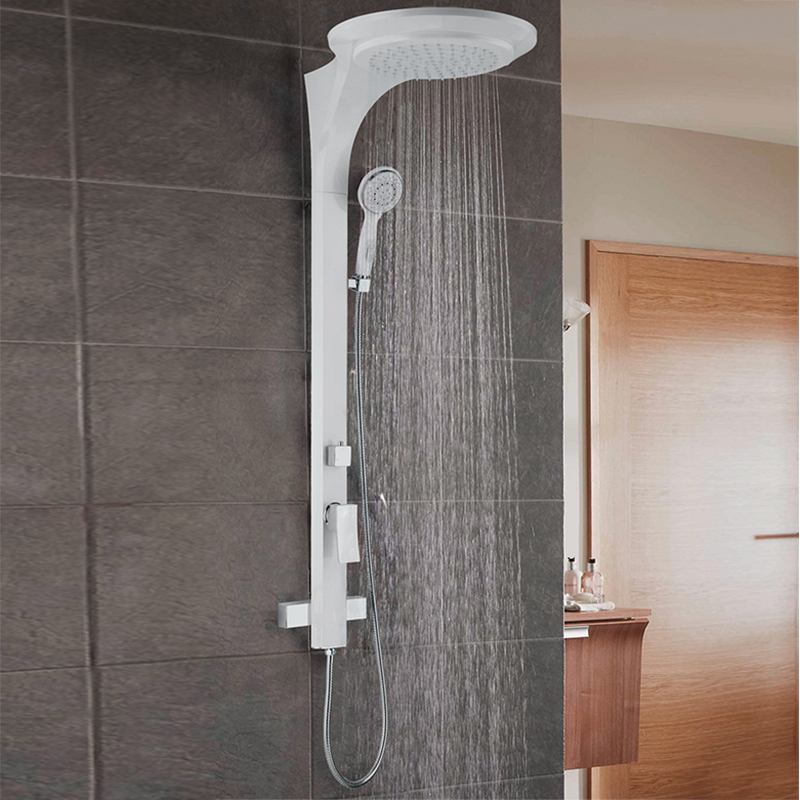 HL-2429W Wall Shower Panel with Al material including Large size Rainfall Shower heads and LED light for Bathroom Featured Image