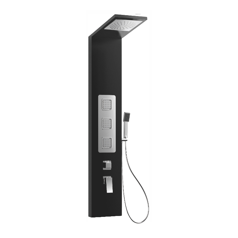 HL-2461B Huale Multi-Function Black color Shower Panel in stainless steel 301 material for Home Hotel Resort Featured Image