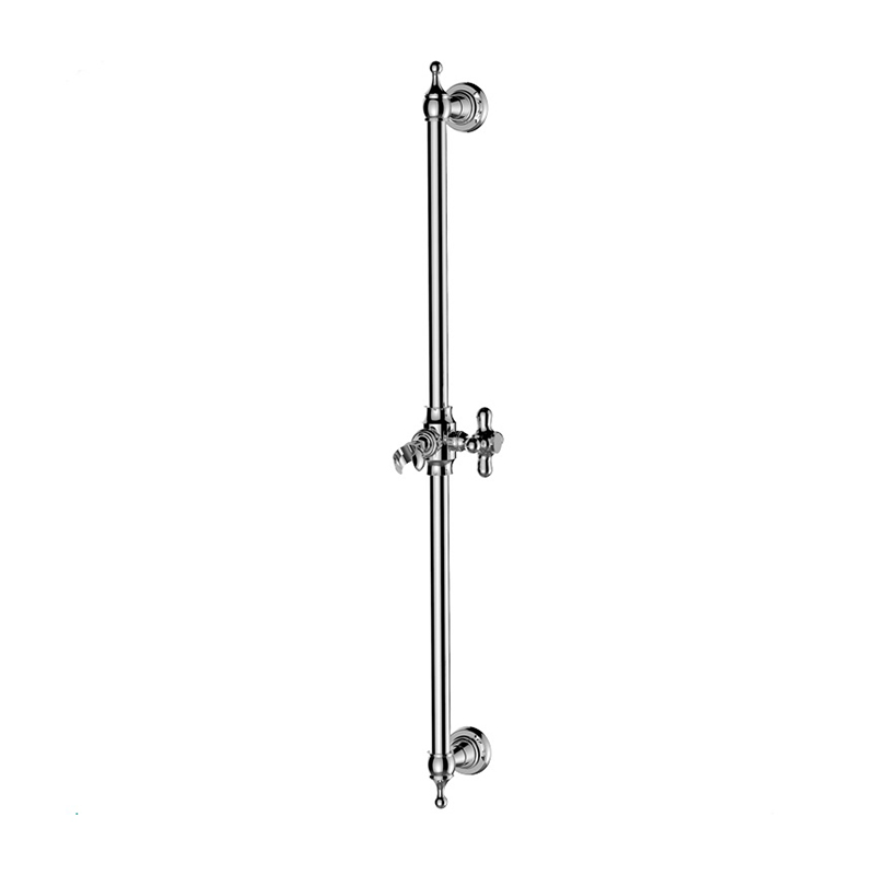 SR-1G Vintage Style Wall Mounted Brass Round Shower Slider Bar With Adjustable Handheld Shower Head Holder For Bathroom Featured Image