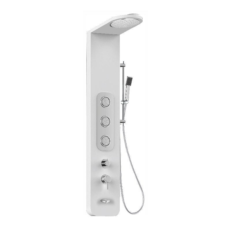 HL-2437W-LED Huale Multi-Function White color Shower Panel in Aluminium material with LED light  for Home Hotel Resort Featured Image