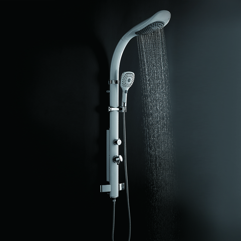 HL-2475W HUALE Aluminium White Multi Function Shower Panel Two function rain shower ,spray modern rain shower head with Mixer for bathroom Featured Image